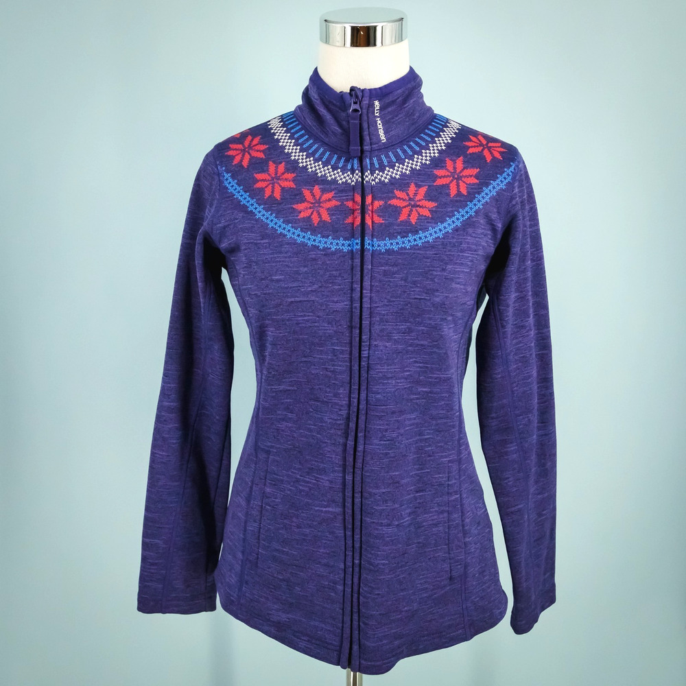 Helly Hansen Size Small S Purple Nordic Fair Isle Graphic Fleece Full Zip Jacket